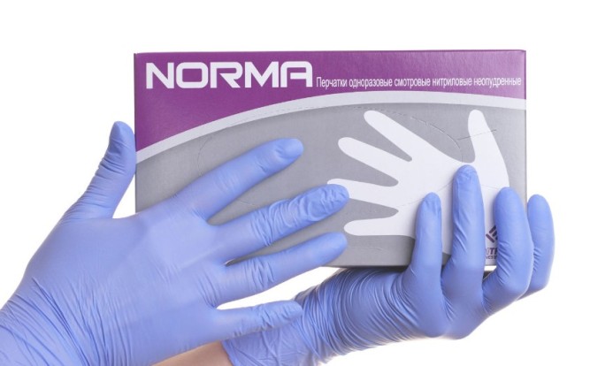 Перчатки NORMA сиреневый (M) - нитриловые, текстурированные (50пар), NORMA / Таиланд